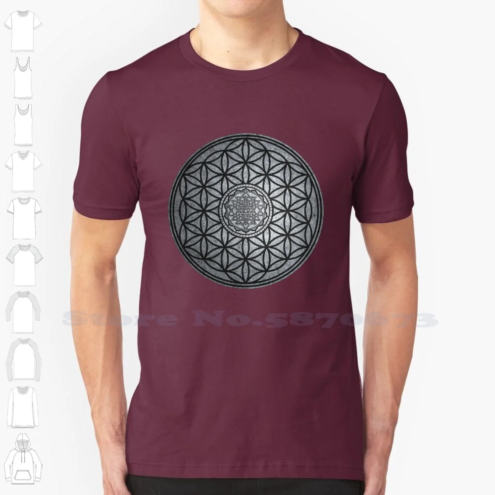 Sacred Unity - Sacred Geometry 100% Cotton T-Shirt Sri Yantra Vishnu Ganesha Hinduism Sacred Geometry Mandala Yoga Mantra