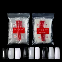 HUIQIRS 500 Tips Kit Bagged Fake False Nails Full Half French Acrylic ABS For Manicure Fingers Toes Set C Smile Sharp 10 Sizes