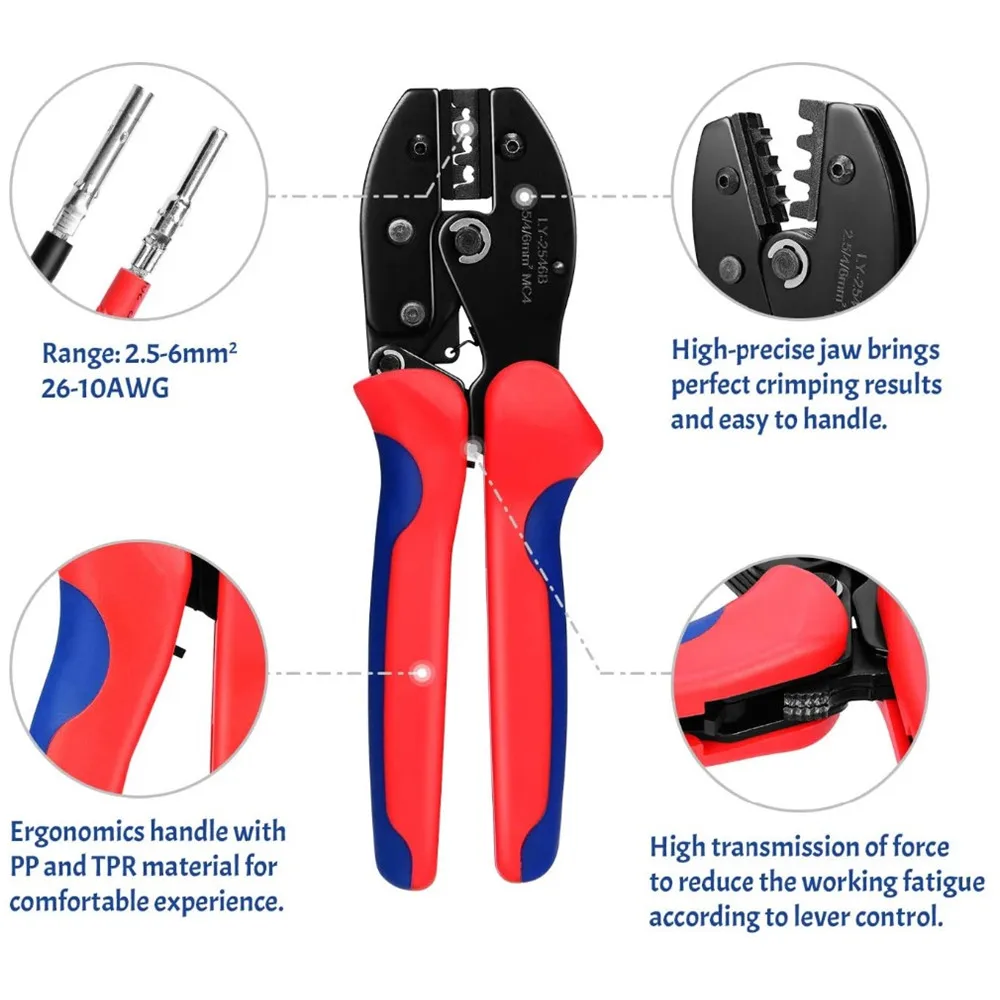 WOZOBUY Solar Crimping Tool Kit With PV Connector Terminals Wrench and Wire Stripper for 2.5-6.0mm²/AWG14-10 Panel PV Cable