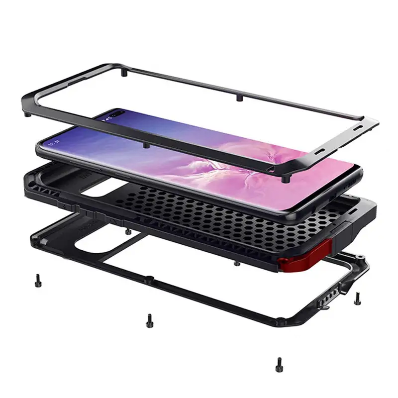 Shockproof Aluminum Case with Wireless Charging for Galaxy S7 to S21 Ultra