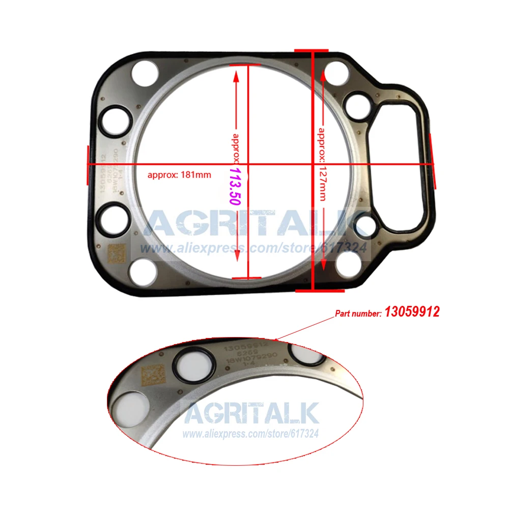 Cylinder Head Gasket dengan Nomor Bagian 13059912 / 13026701 untuk Weichai 226B / WP4 / WP6