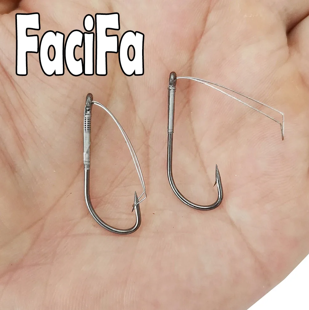 20pcs Weedless Barbed Fishing Hook Wacky Rig Hook Sizes 6-5/0 High Carbon Steel Bass Single hook