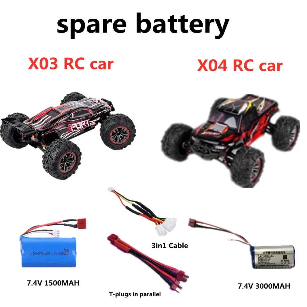 Acessories For X-03  X-04 RC Toys Car 7.4V 1500mAh 3000mAh Battery Spare Parts X03  X04 Toys Car Battery