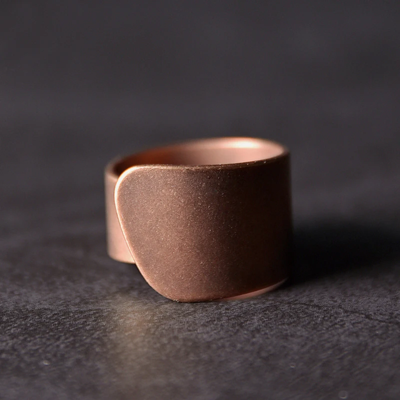 Hammered Hand Crafted Solid Copper Ring Special Design Process Size Adjustable Retro Punk Street Oxidized Finger Jewelry