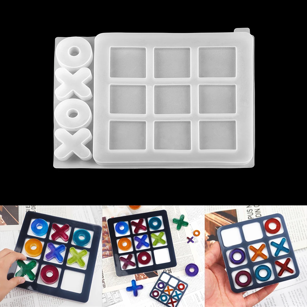 Małe Tic Tac Toe OX Szachy Gra Lustro Silikonowa forma odlewnicza do biżuterii DIY Żywica epoksydowa UV Narzędzia Rzemiosło Ręczne wykonanie