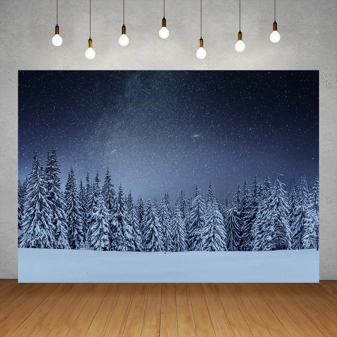 Starry Sky In Winter Snow Woods Photography Backdrop Vinyl …