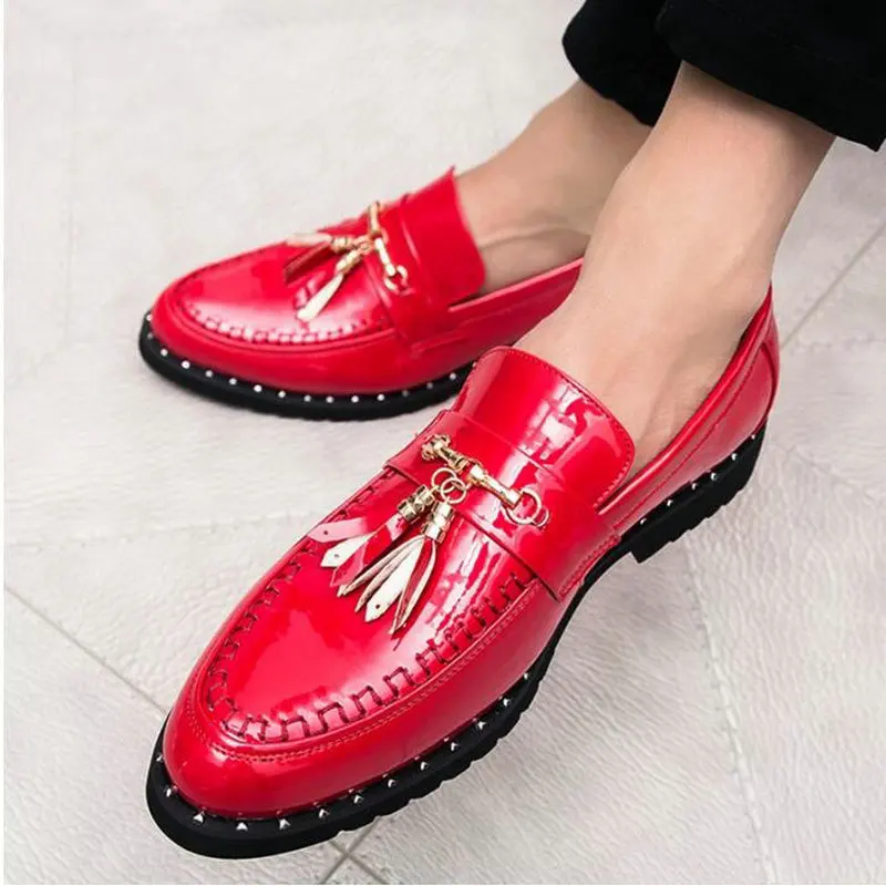 New oxford Black white italian tassel business Wedding men leather formal dress flats designer Moccasins Loafers shoes LH-61