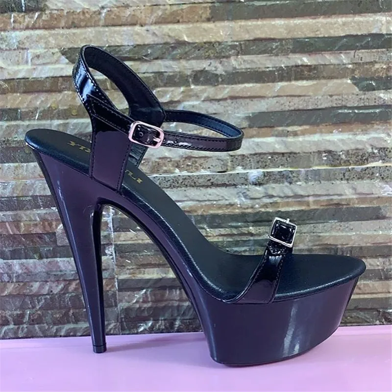 High Quality Female Model Station Catwalk Sexy Transparent Shoes 15CM High Heels Sandals Dance Shoes