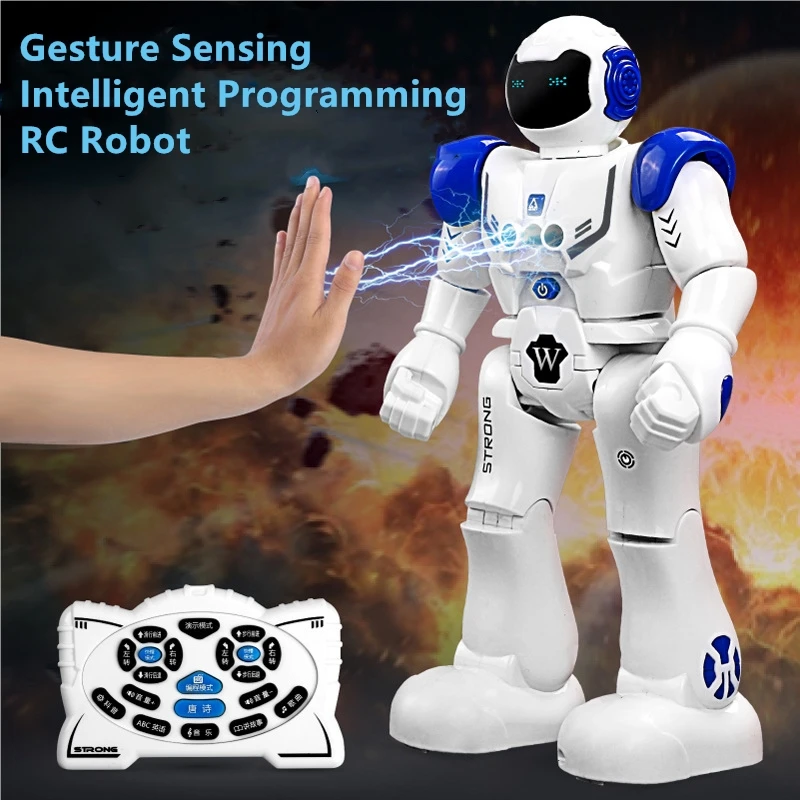 Slide Walk Dual Mode Gesture Sensing RC Robot LED Eye Music Dance Smart Programming Entertaining Educational Kids Robot Toy Gift