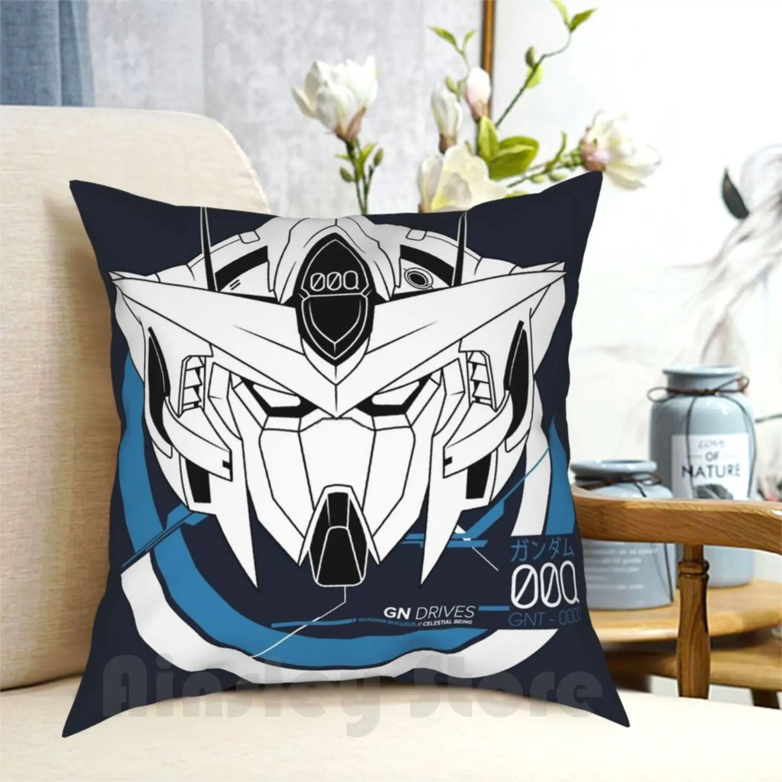 Qan ( T )-Gnt0000 Pillow Case Printed Home Soft Throw Pillow Qant 00 Setsuna Robot Mecha Cool Gn Particle Gn Drive