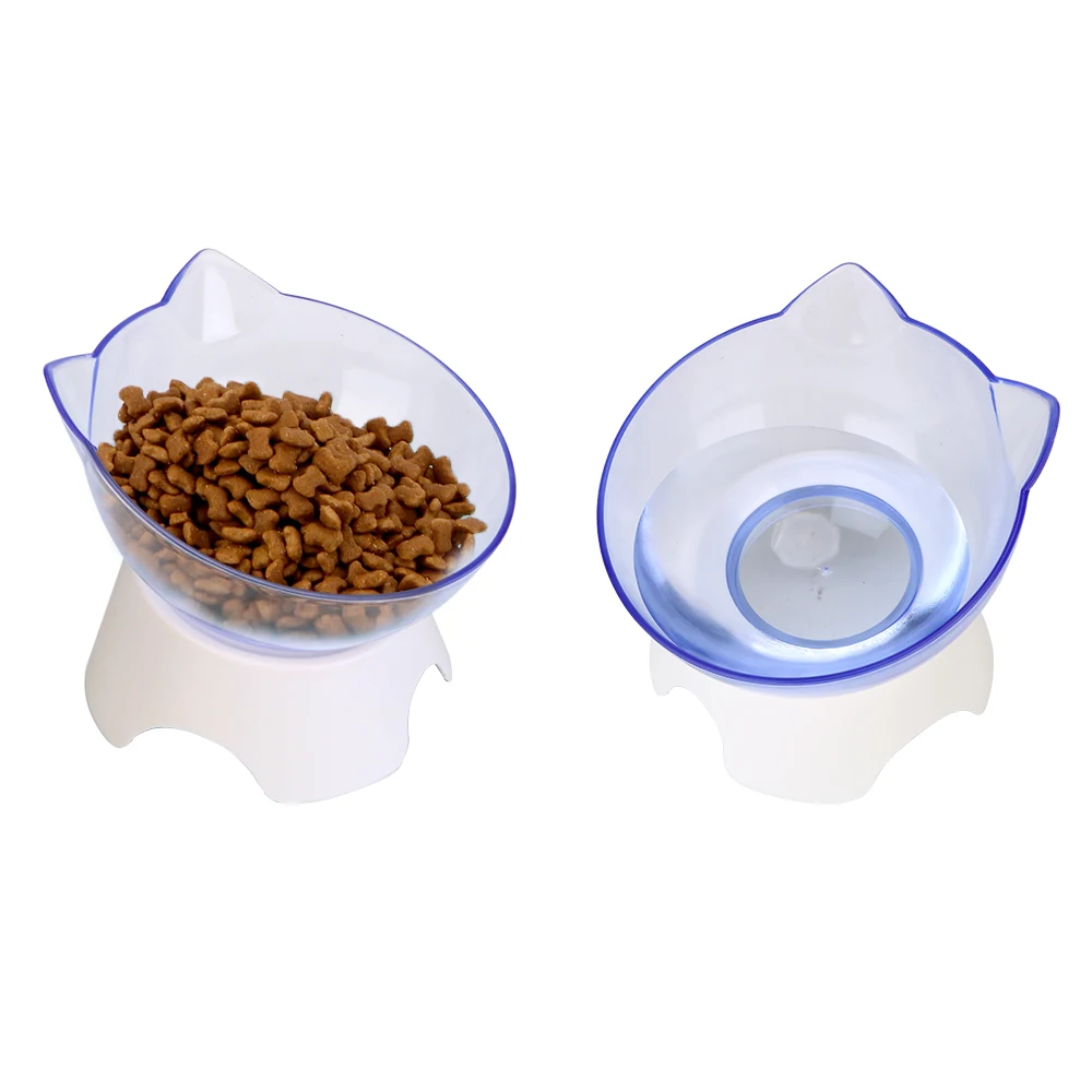 With Stand Base Pet Food and Water Bowls For Cats Dogs Feeders Feeding Products Transparent Cat Bowl Non-slip