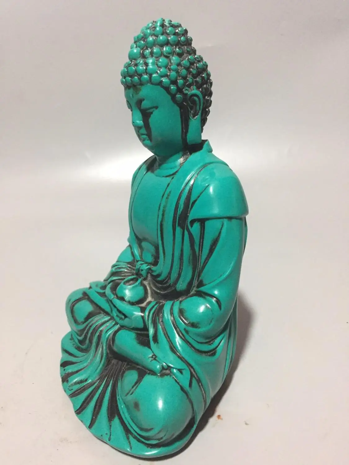 China Old Beijing Old Goods Turquoise Carving Character Buddha Statue