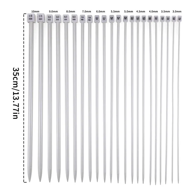 Looen 22pcs/lot 2.0mm-8.0mm Knitting Needle Set 35cm Single Point DIY Weave Sweater Clothes Needle Hooks For Knitting 11 Pairs