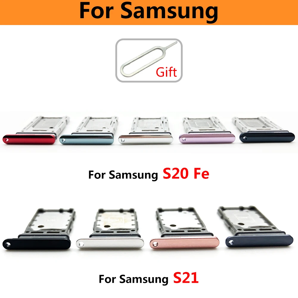 New For Samsung S21 S20 Plus Ultra Fe Dual SIM Card Slot SD Card Tray Holder Adapter Replacement Spare Parts