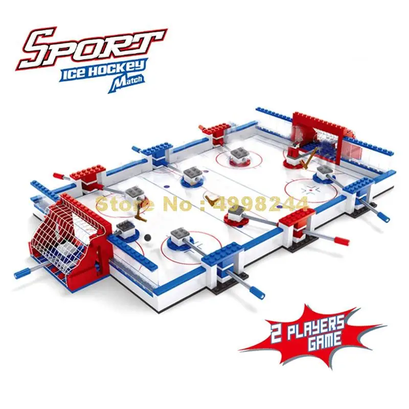 25831 506pcs Sports Ice Hockey Match Board Game 3d 8 Dolls Building Blocks Toy