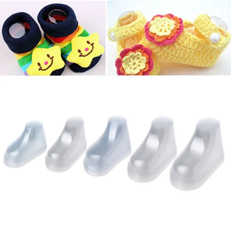 10Pcs Clear Plastic Baby Feet Display Baby Booties Shoes Socks Showcase M2EA