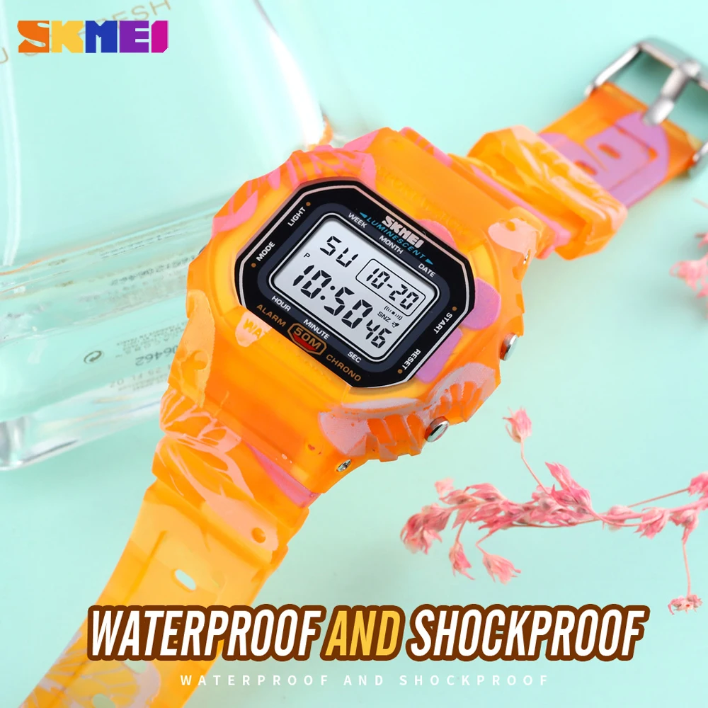 2020 SKMEI Fashion Sports Watch Colorful LED Digital Novel Color Electronic Watches PU Strap Waterproof Wrist Watch reloj hombre