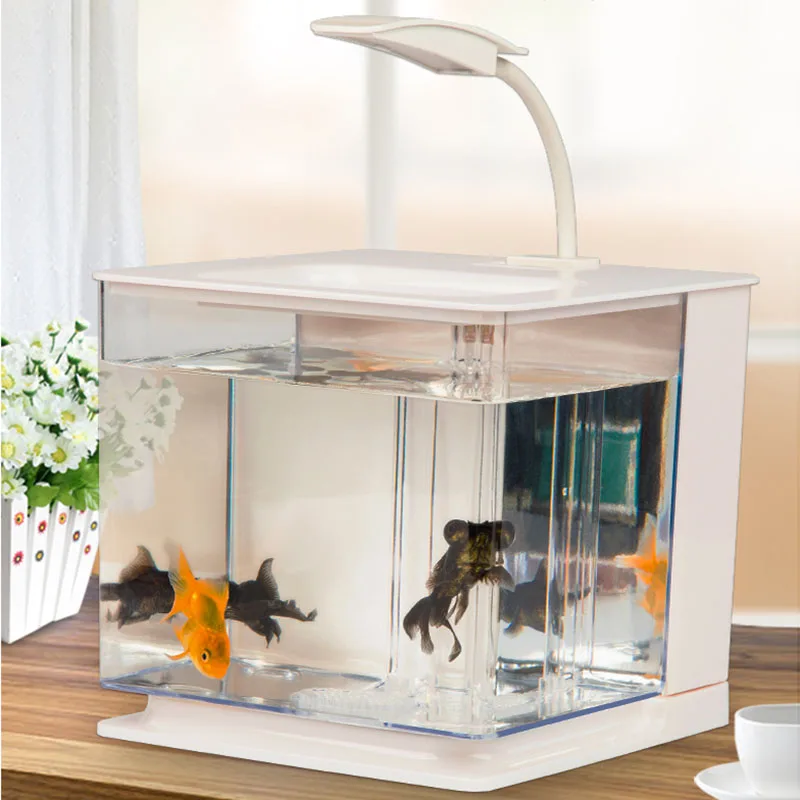 

Fish Tank Living Room Small Gold Fish Bowls Office Desktop Acrylic Plastic Store Dirty Water Mini Betta Tank Gift For Children