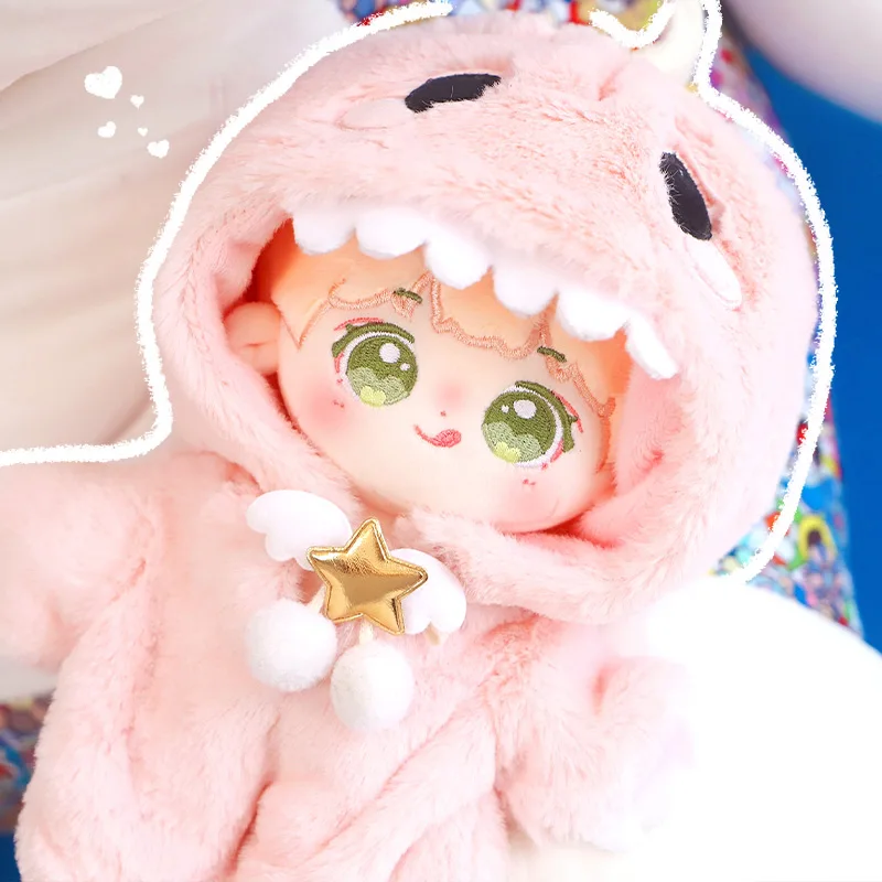 Handmade 20cm idol Doll's Clothes Accessoires Cute Dinosaur Hooded Cloak Brooch for 15/10cm Dolls KPOP Fans Collection