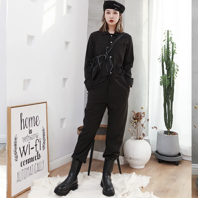 Women's All-In-One Overalls Spring And Autumn Classic Dark Niche Personality Casual All-Match Large Size Jumpsuit Pants