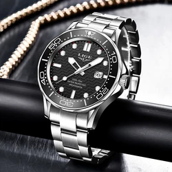 2024 LIGE New Waterproof Watch Men Top Brand Luxury Stainless Steel Men Watch Fashion Casual Sport Men Quartz Date Wristwatches