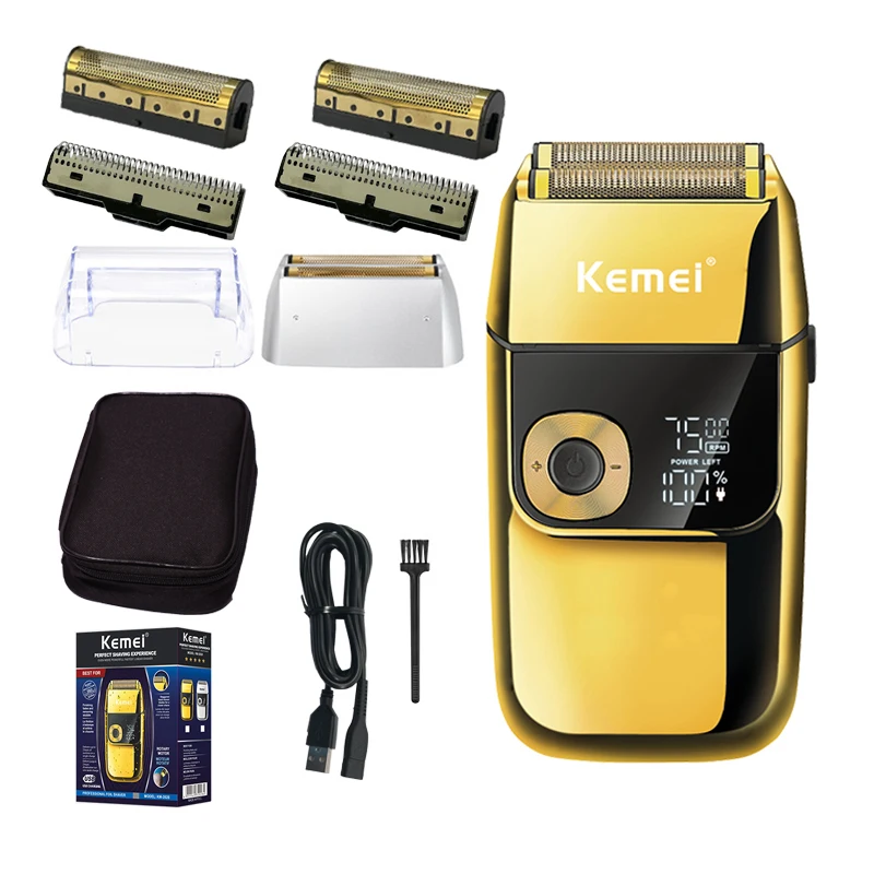 Kemei 2 in 1 Electric Shaver Men Electric Razor Rechargeable Beard Shaver Floating Hair Trimmer Face Care Bald Shaving Machine