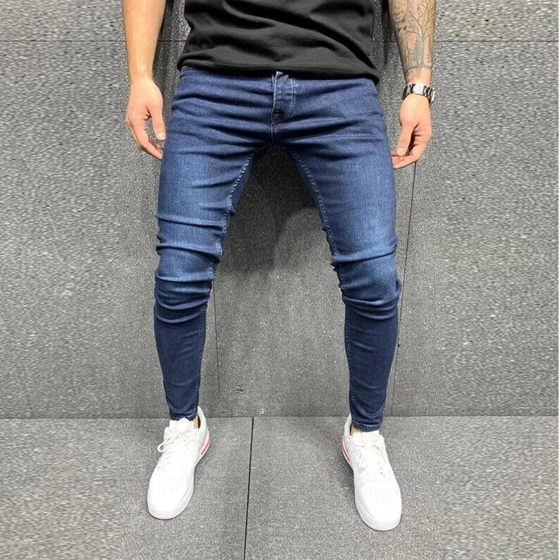 Jeans Men Casual Black Slim Pencil Pants Men\'s Fashion Skinny Biker Pants Streetwear Work Trousers Hip Hop Party Denim Clothing