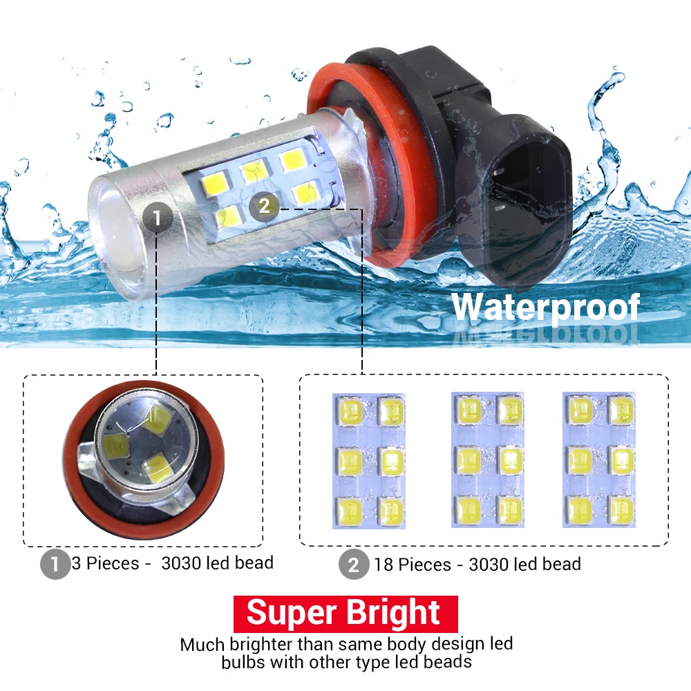 Fog Light Assembly H11 Car LED Fog Lamp DRL 12V For Peugeot 3008 2008 4007 4008 5008 207 307 301 308 407 408 607 Bipper Tepee view 5