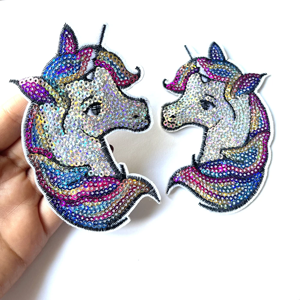 10pcs/lot Unicorn 3D Sew On Sequins Patch Clothes DIY Iron On Patches for Clothing T-shirt Dress