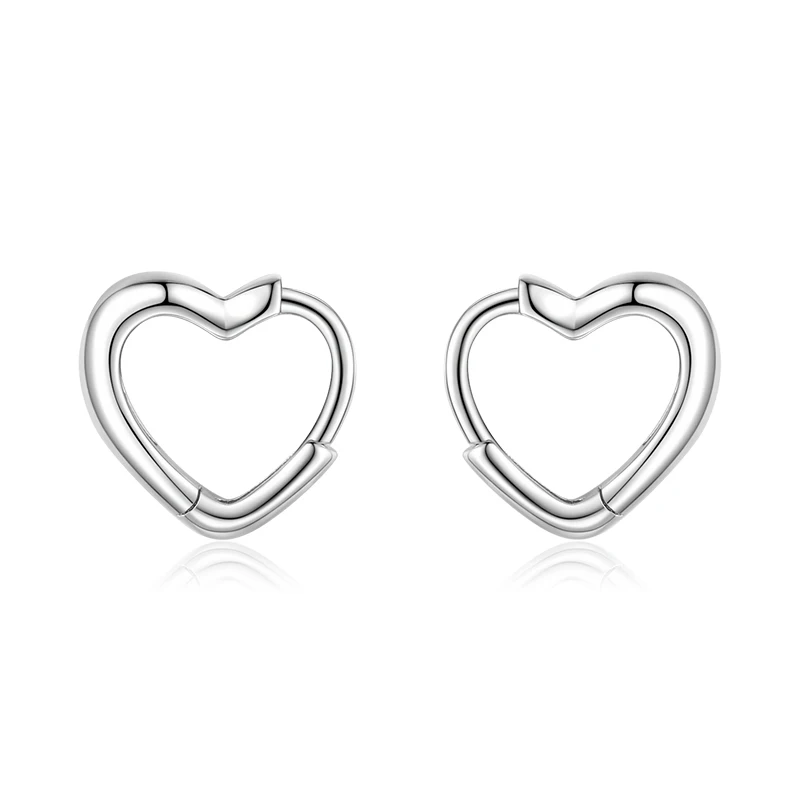 Modian wykwintne proste serca romantyczny urok Hoop kolczyki dla kobiet prawdziwe 100% 925 Sterling Silver kobiece akcesoria biżuteria — zdjęcie 2