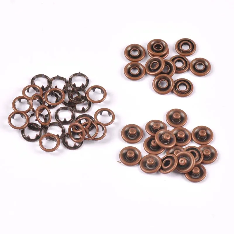 50sets(4pcs 1set) 7.5/9.5/11mm Metal Prong Snap Buttons Fasteners Press Studs Poppers Baby Romper Buckle Snap cp2123