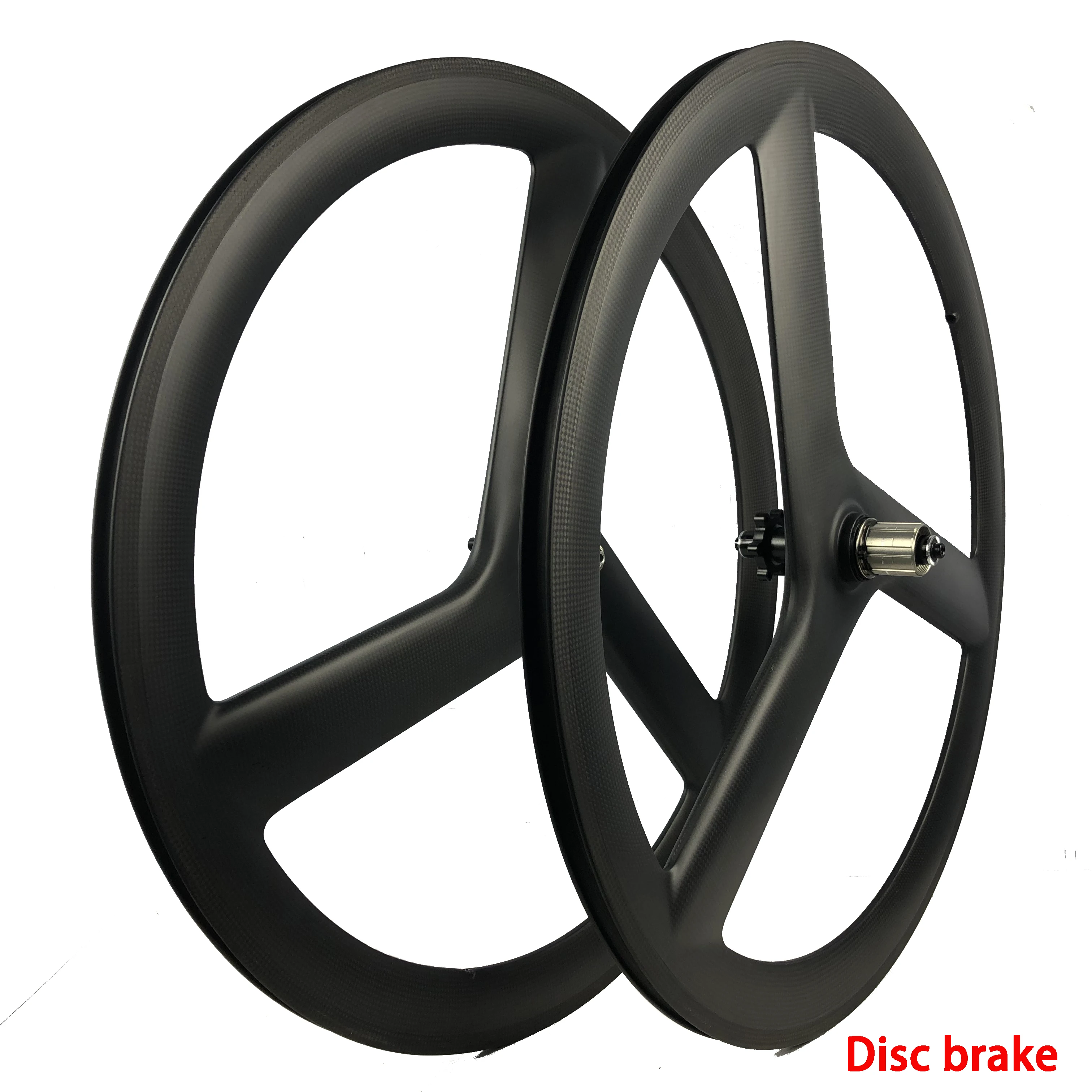 Carbon 3 Spoke Three Disc Brake Six Bolt Tubular Wheel Bike 700C Road 23mm No Decal bicycle OEM Tri Clincher Wheelset Cyclocross