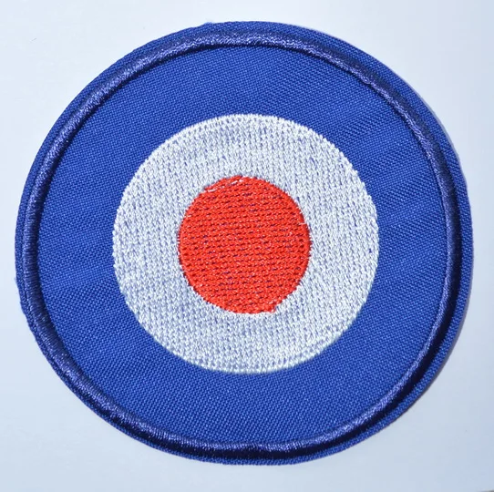 1x Red point RAF Roundel Mod Target Iron On Patch (≈  8.6 cm)