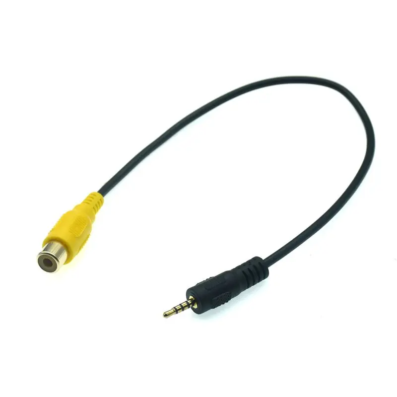 AV In Adapter kabla wideo 2.5mm AV Jack męski wtyk na RCA żeński Adapter kablowy do GPS tylna kamera karta dźwiękowa Bluetooth Car