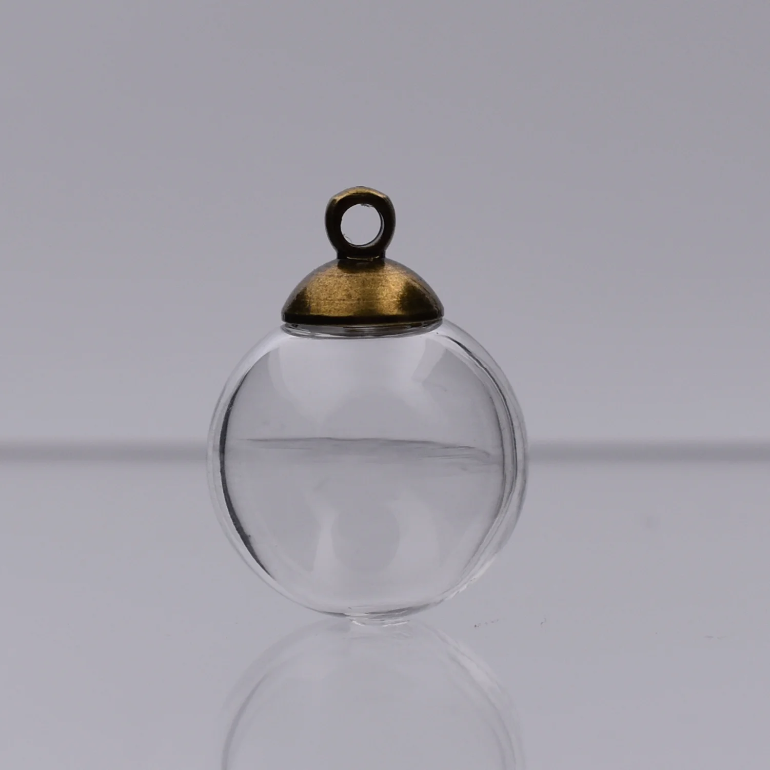 5sets Per Lot 16mm Ball With 4mm Opening Hole Glass Bubble With Bronze Color Cap Pendant DIY Glass Globe Bottle Vial Pendant