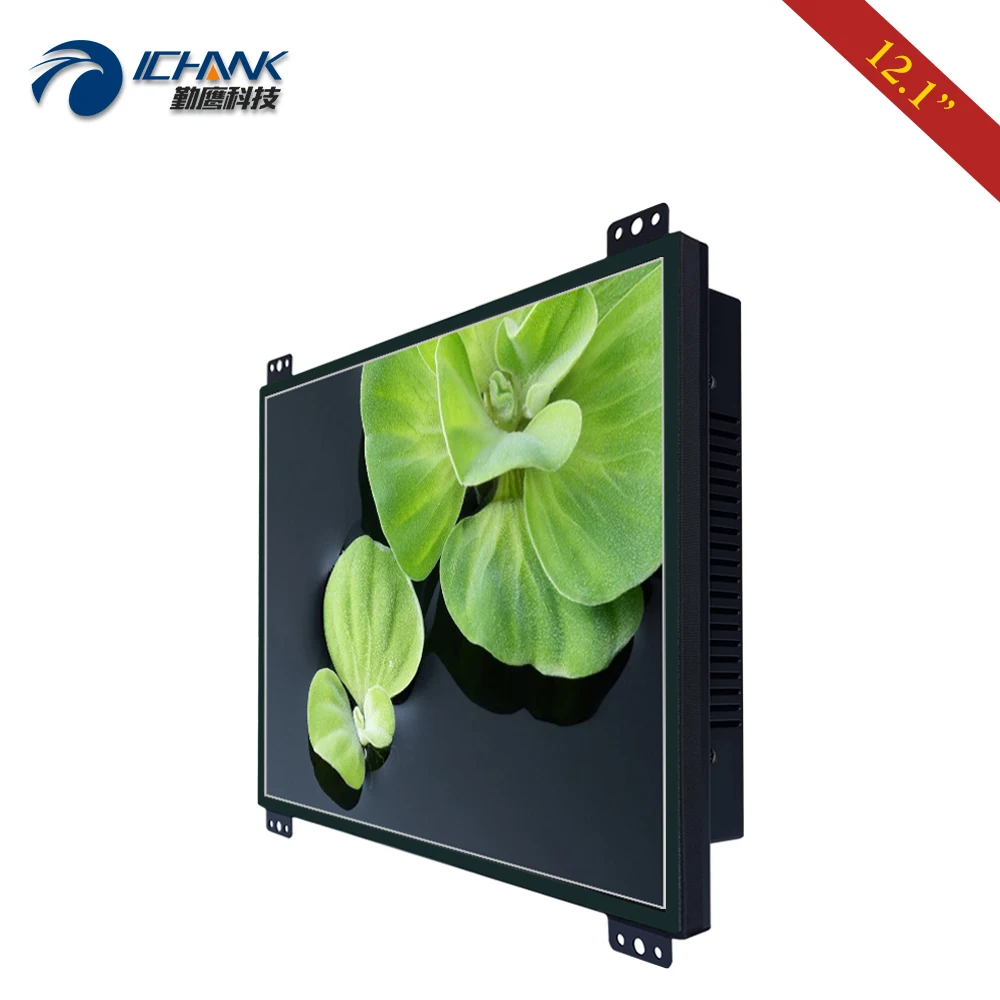 12.1'' inch Open Frame PC Monitor 1024x768 Metal Shell DVI VGA Power On Boot Embedded Industrial LCD Screen Display, ZK120TN-DY2