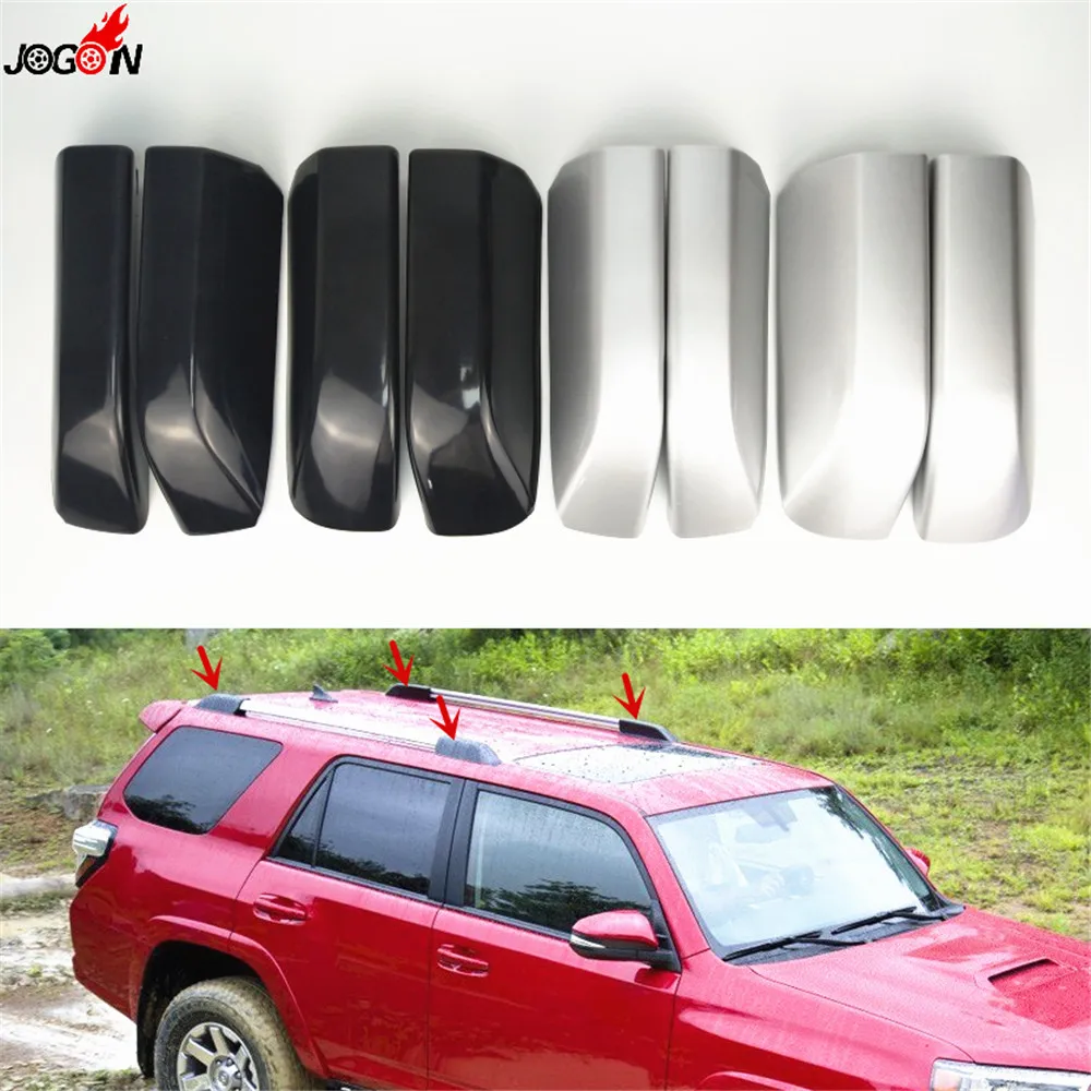 4PCS For Toyota 4Runner N280 2010-2018 Silver & Black Roof Rack Luggage Rack Bar Rail End Replacement Cover Shell Trim Cap