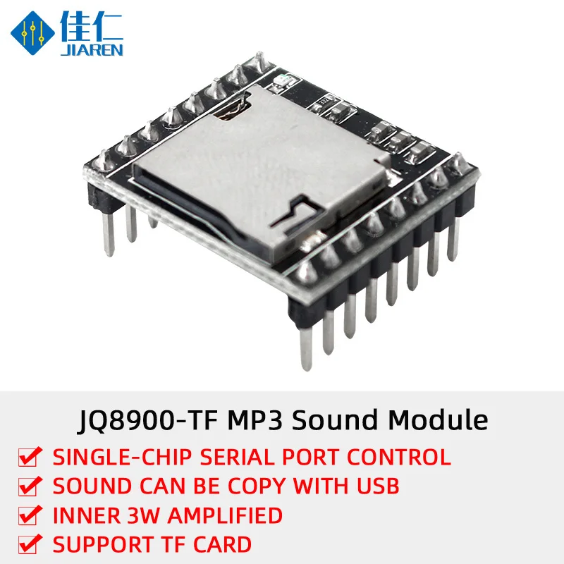 Mini MP3 Player Module MP3 Voice Decode Board Voice Module Board U-Disk IO/Serial Port with TF Card for Voice Prompt