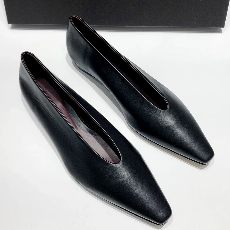 New Size 34-41 Pointed Toe Fashion V Cut Lady Shoes Fashion Ladies Flat Shoes Elegant Women Casual Flats Mother\'s Shoes Hot C322