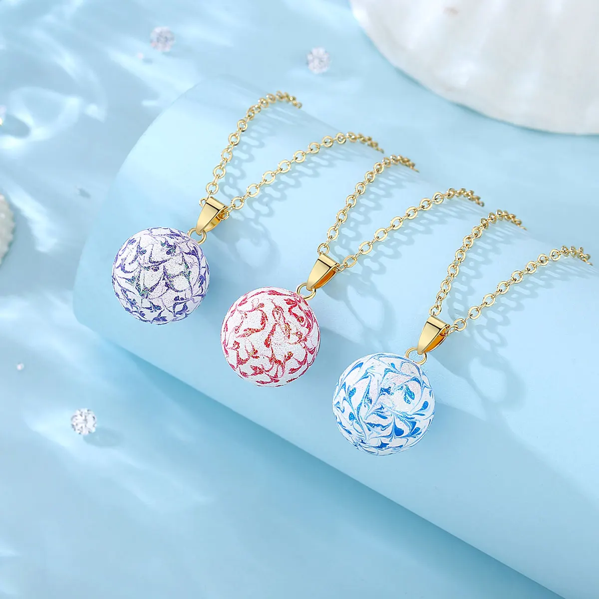 Eudora Harmony Ball Shiny Red Blue Purple Pregnancy Chime Ball Angel Caller Pendant Necklace Fina Fashion Jewelry for Women 388