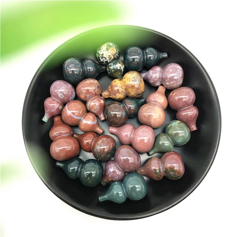 1PC Natural Ocean Jasper Carving Crystal Calabash Gourd Stone Chakra Stones Healing Reiki Natural Stones and Minerals