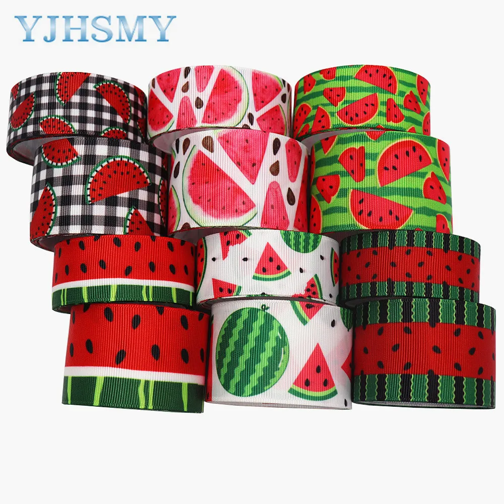 1-1/2 inch 1 inch 5 Yards Watermelon Printed Grosgrain Ribbon Summer Ribbon for DIY Hair Accessories Gift Packaging Party