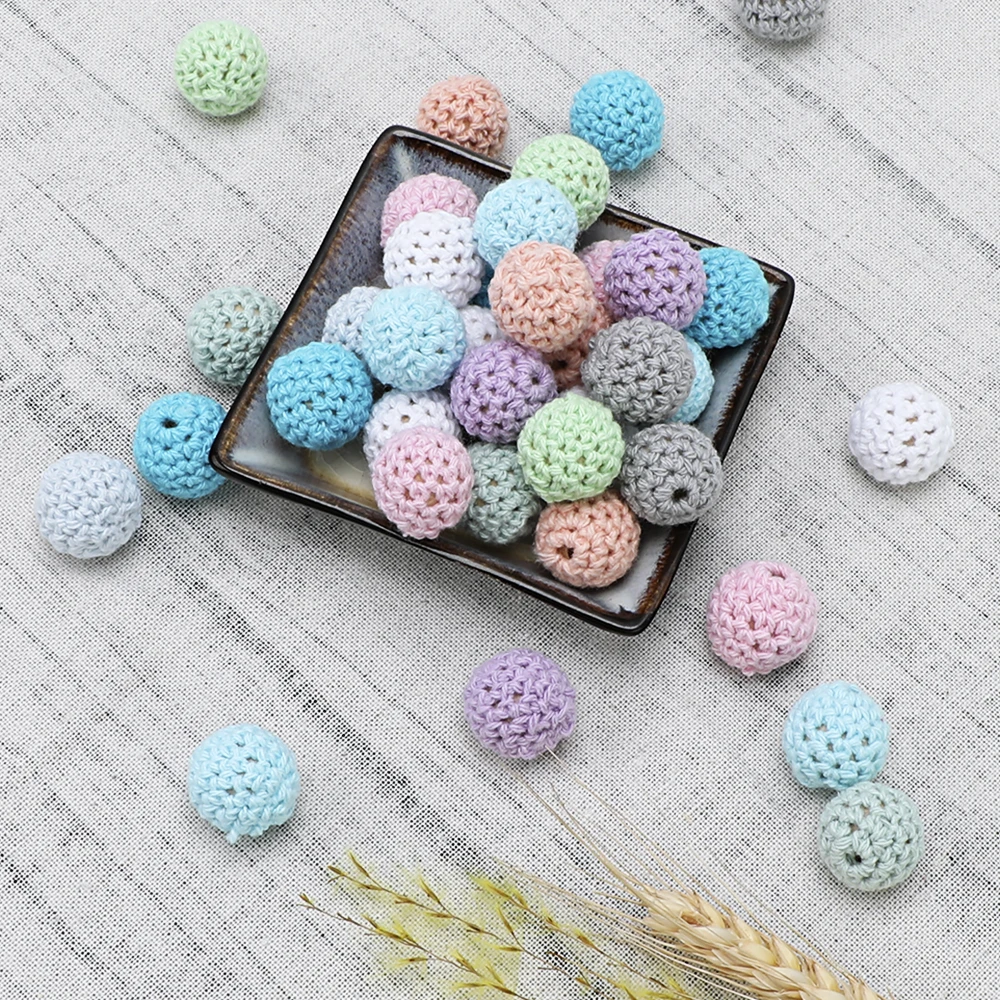 TYRY.HU 10Pcs Wooden Chewable Beads 16mm Baby Teether Toys  DIY Craft Jewelry Crochet Beads Pacifier Chain Accessories