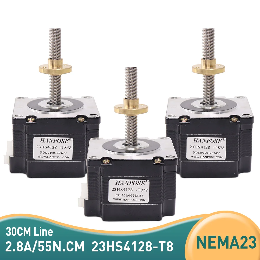 

3pcs Laser and 3D Printer Nema 23 Screw Stepper Motor With 23HS4128-T8x8-310MM Copper Nut Lead 2/4/8mm for CNC