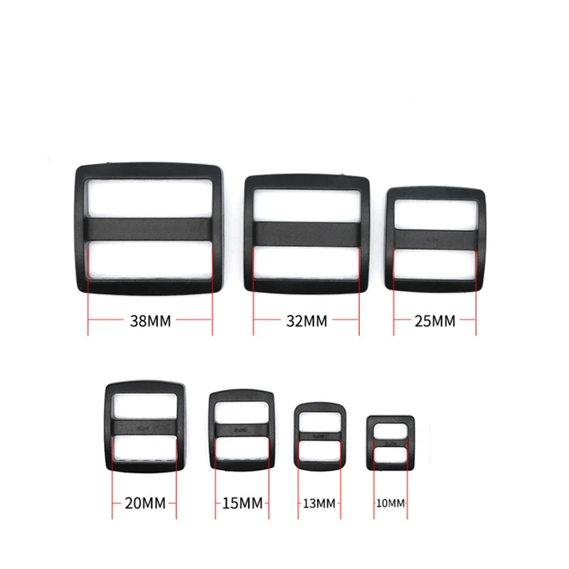 100pcs Plastic Tri Glides Slide 3 Bar Rectangle/Square Adjuster Buckle For Leather Craft Bag Shoulder Strap Belt Webbing 1-3.8cm