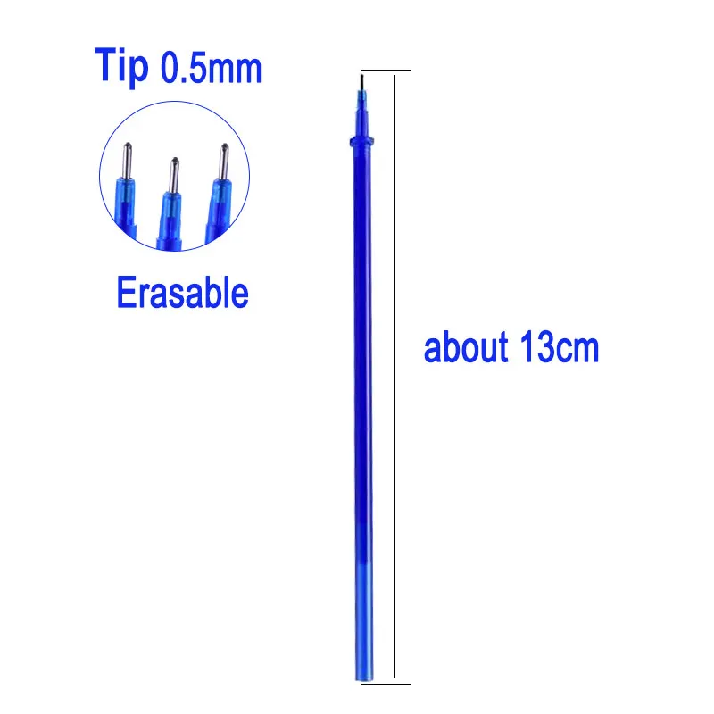 DELVTCH 5Pack Set Erasable Gel Pen Refill Suit 0.5mm Needle Tip Blue Ink Washable Handle Rods Office School Writing Stationery