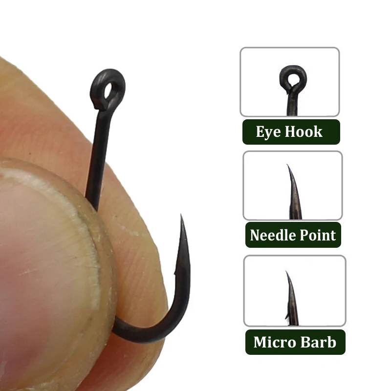 25PCS Carp Fishing Hook Set Barbed Carp Hook Tackle Accessories High Carbon Stainless Steel Barbed Carp Fishhook 2# 4# 6# 8# 10#