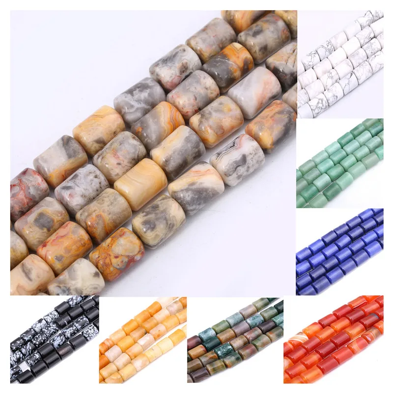 

10x14mm Natural Stone Sandstone Lapis Lazuli Agate Crystal Colorful Cylindrical Loose Bead Jewelry Making DIY Bracelet Necklace