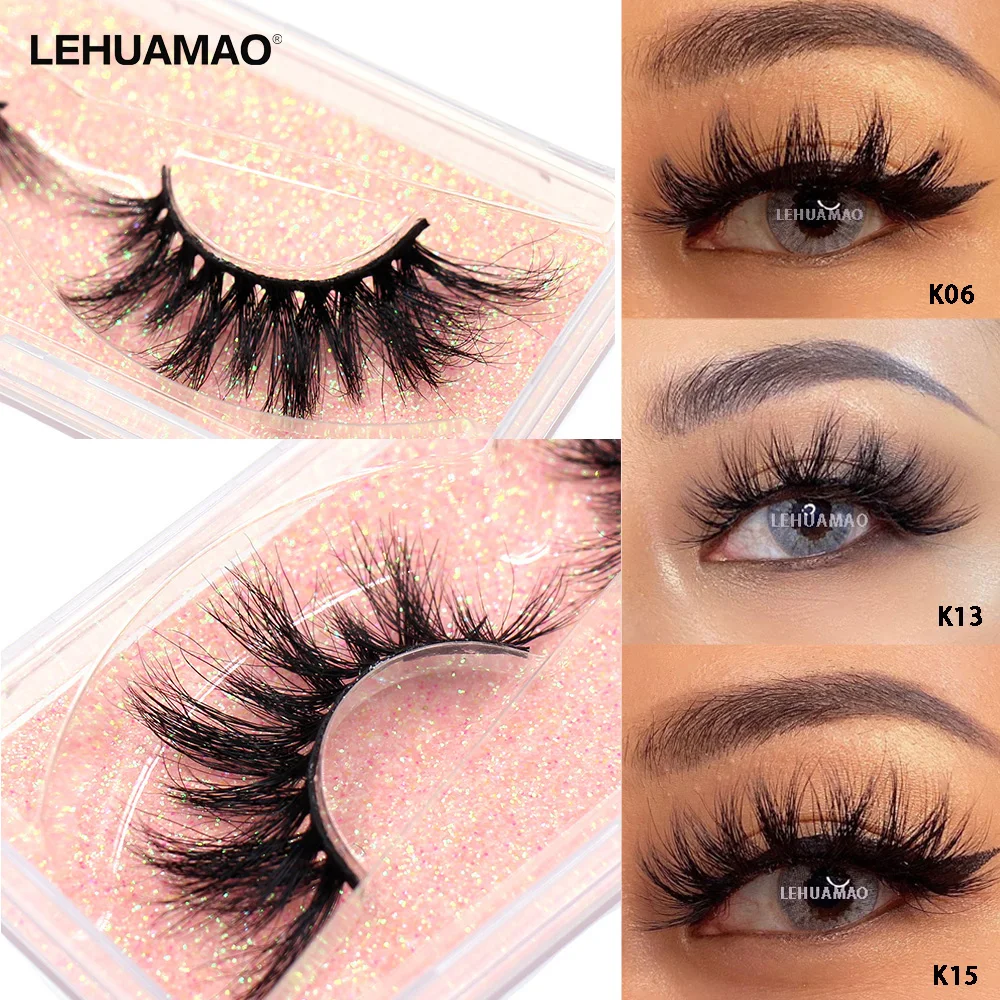 LEHUAMAO-5D Mink Cílios, Longa Duração, Volume Dramático Natural, Extensão dos Cílios, Grosso, 3D, Cílios Postiços