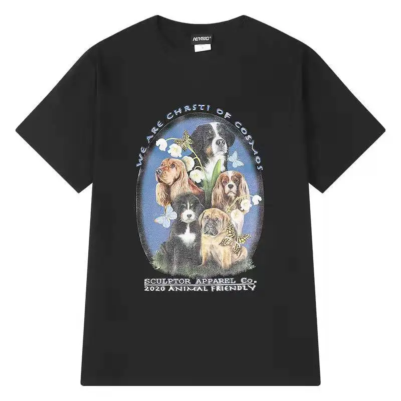 

Men's National Tide Printed Short-Sleeved T-Shirt Unisex Summer 2022 New Trendy Brand Loose All-Match Round Neck Top Personality